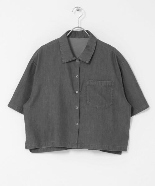 ITEMS URBANRESEARCH（アイテムズ アーバンリサーチ）の「レーヨンデニム半袖シャツ（シャツ/ブラウス・レディース・ブラック/ワンウォッシュ・FREE）」の11枚目の写真