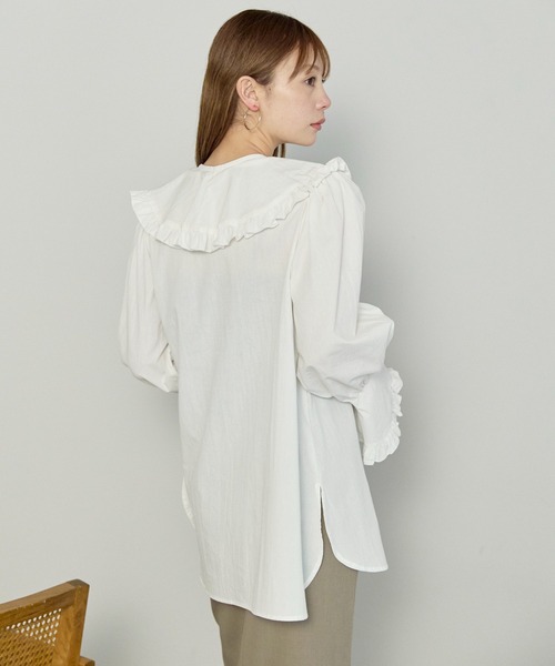 enhaut(アンオート)の「衿取り外し可能 コットン フリル ブラウス(Tシャツ/カットソー・レディース・ブラック/ホワイト/ストライプ・FREE)」の10枚目の写真
