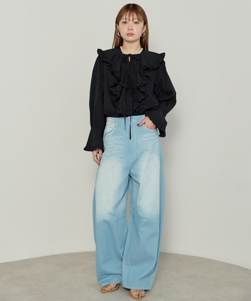enhaut(アンオート)の「衿取り外し可能 コットン フリル ブラウス(Tシャツ/カットソー・レディース・ブラック/ホワイト/ストライプ・FREE)」の22枚目の写真