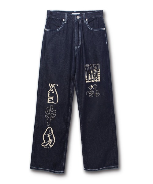 Common Noun(コモン ナウン)の「UKABU STORE×Common Noun "DOG" norahi デニムパンツ(デニムパンツ・レディース・ライトブルー/インディゴブルー・M/L)」の2枚目の写真
