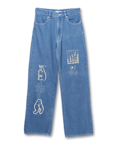 Common Noun(コモン ナウン)の「UKABU STORE×Common Noun "DOG" norahi デニムパンツ(デニムパンツ・レディース・ライトブルー/インディゴブルー・M/L)」の1枚目の写真