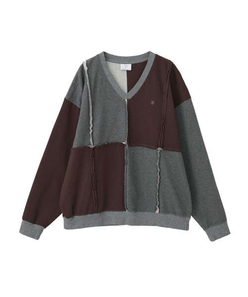 CONVERSE TOKYO(コンバーストウキョウ)の「PATCHWORK CUT-OFF TOP(Tシャツ/カットソー・レディース・グレー/ブラック・MEDIUM/SMALL)」の2枚目の写真