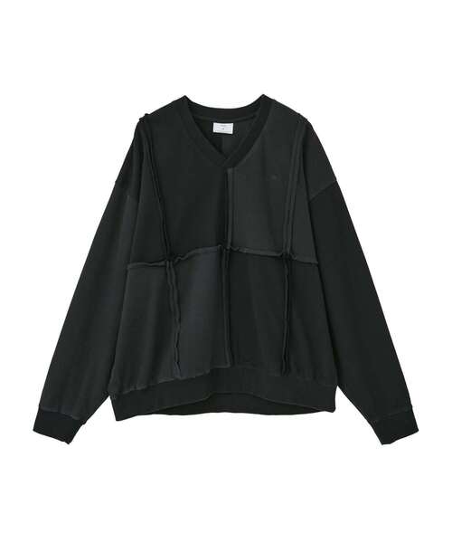 CONVERSE TOKYO(コンバーストウキョウ)の「PATCHWORK CUT-OFF TOP(Tシャツ/カットソー・レディース・グレー/ブラック・MEDIUM/SMALL)」の1枚目の写真