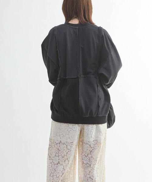 CONVERSE TOKYO(コンバーストウキョウ)の「PATCHWORK CUT-OFF TOP(Tシャツ/カットソー・レディース・グレー/ブラック・MEDIUM/SMALL)」の5枚目の写真