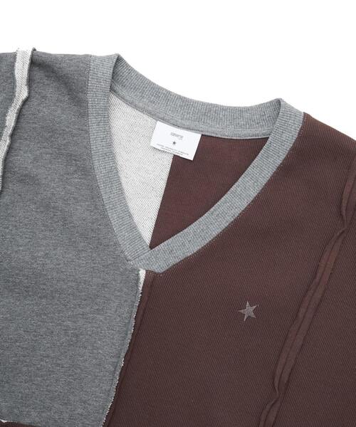 CONVERSE TOKYO(コンバーストウキョウ)の「PATCHWORK CUT-OFF TOP(Tシャツ/カットソー・レディース・グレー/ブラック・MEDIUM/SMALL)」の16枚目の写真