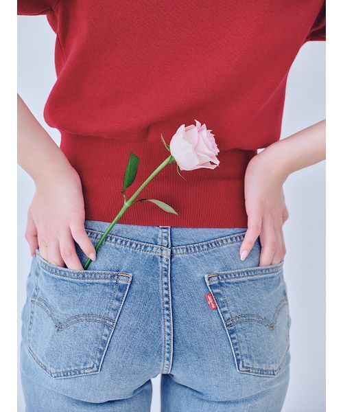 SNIDEL（スナイデル）の「【WEB限定/ROSE Collection】モチーフボタンニットカーディガン（カーディガン/ボレロ・レディース・レッド/ネイビー/サックスブルー/グレー・F）」の9枚目の写真