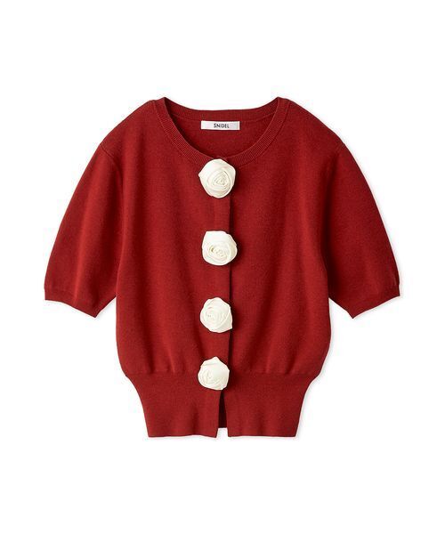 SNIDEL（スナイデル）の「【WEB限定/ROSE Collection】モチーフボタンニットカーディガン（カーディガン/ボレロ・レディース・レッド/ネイビー/サックスブルー/グレー・F）」の22枚目の写真