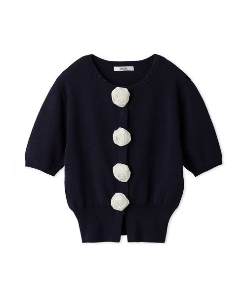 WEB限定/ROSE Collection】モチーフボタンニットカーディガン