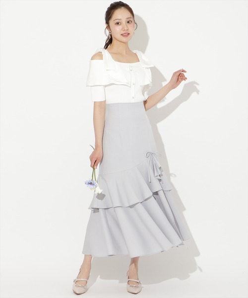 WILLSELECTION(ウィルセレクション)の「リボンオフショルハーフスリーブニット(ニット/セーター・レディース・オフホワイト/ピンク/ミント/ネイビー/ブラック・FREE)」の12枚目の写真