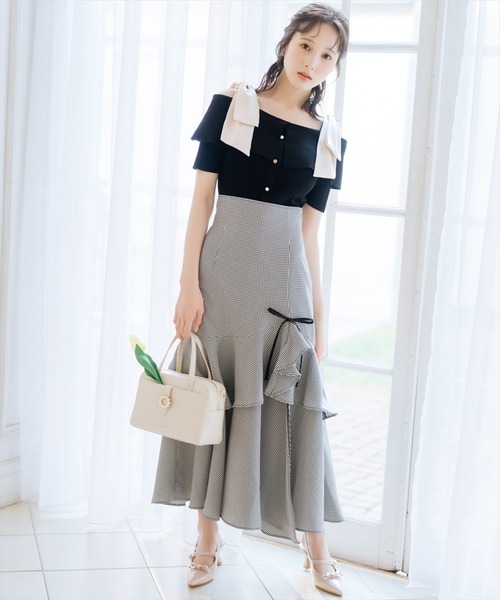 WILLSELECTION(ウィルセレクション)の「リボンオフショルハーフスリーブニット(ニット/セーター・レディース・オフホワイト/ピンク/ミント/ネイビー/ブラック・FREE)」の15枚目の写真