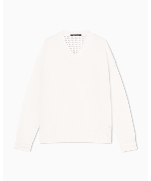 ARMANI EXCHANGE(アルマーニエクスチェンジ)の「【A|X アルマーニ エクスチェンジ】<オンライン限定>WE バックメッシュ Vネックコットンニットプルオーバー(ニット/セーター・レディース・ホワイト・MEDIUM/SMALL/X-SMALL/LARGE)」の2枚目の写真