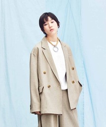 MEDE19F | ＭＥＤＥ１９Ｆ　フリンジづかいのリラックスダブルジャケット〈グレージュ〉(テーラードジャケット)