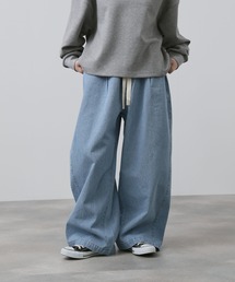 【NAVY】11ozコットンデニム イージーバルーンワイドパンツ