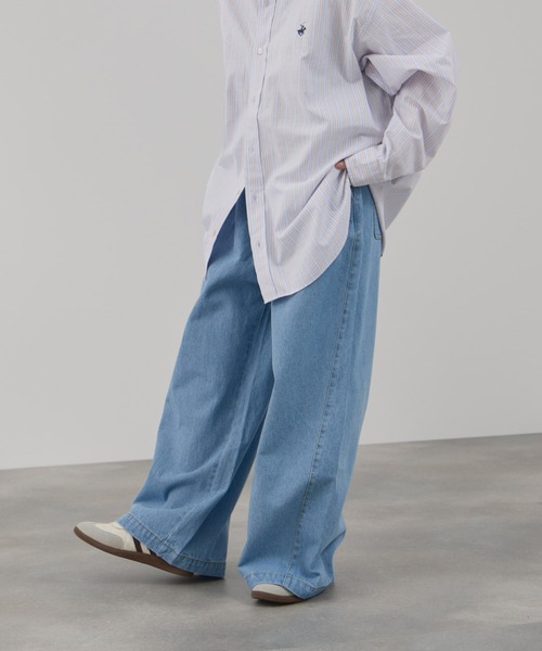 NAVY(ネイビー)の「【NAVY】11ozコットンデニム イージーバルーンワイドパンツ(デニムパンツ・レディース・ブルー/グレー/ライトブルー・M/L)」の1枚目の写真