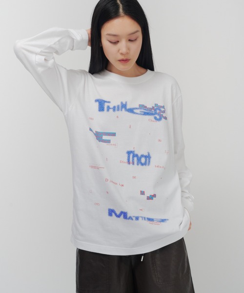 THINGS THAT MATTER（シングス ザット マター）の「CHAOS PRINT LONG T-SHIRT  / カオス プリント ロングTシャツ / ZOZOTOWN限定商品（Tシャツ/カットソー・レディース・ホワイト×ブルー/ホワイト×グリーン・FREE）」の9枚目の写真