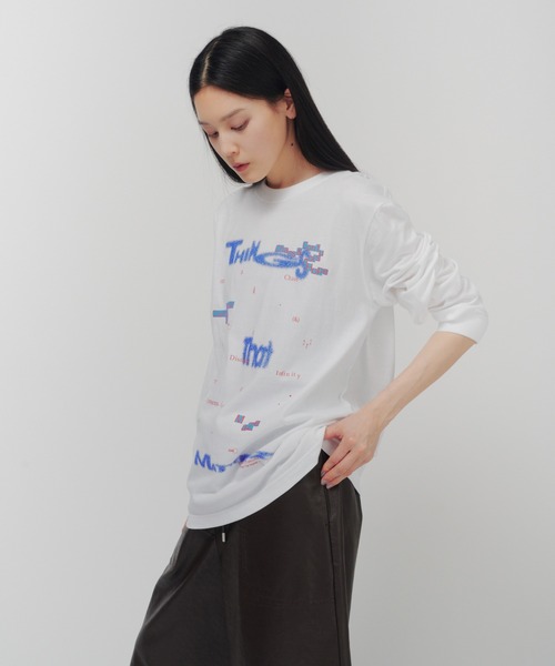 THINGS THAT MATTER（シングス ザット マター）の「CHAOS PRINT LONG T-SHIRT  / カオス プリント ロングTシャツ / ZOZOTOWN限定商品（Tシャツ/カットソー・レディース・ホワイト×ブルー/ホワイト×グリーン・FREE）」の10枚目の写真