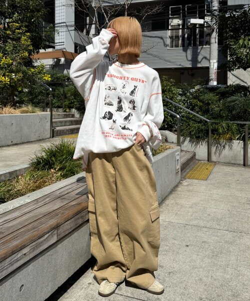 SOUNDSGOOOOD（サウンズグッド）の「【SOUNDS GOOOOD】DOG総柄刺繍プリントワッフルロンTEE（Tシャツ/カットソー・レディース・オフホワイト/ネイビー・ONE SIZE）」の11枚目の写真
