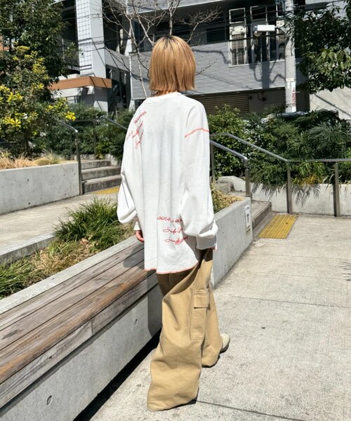 SOUNDSGOOOOD（サウンズグッド）の「【SOUNDS GOOOOD】DOG総柄刺繍プリントワッフルロンTEE（Tシャツ/カットソー・レディース・オフホワイト/ネイビー・ONE SIZE）」の13枚目の写真