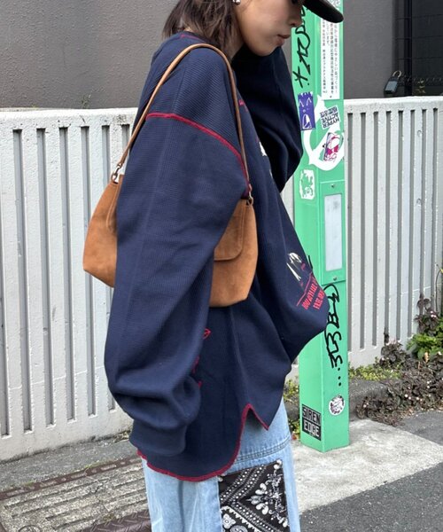 SOUNDSGOOOOD（サウンズグッド）の「【SOUNDS GOOOOD】DOG総柄刺繍プリントワッフルロンTEE（Tシャツ/カットソー・レディース・オフホワイト/ネイビー・ONE SIZE）」の18枚目の写真
