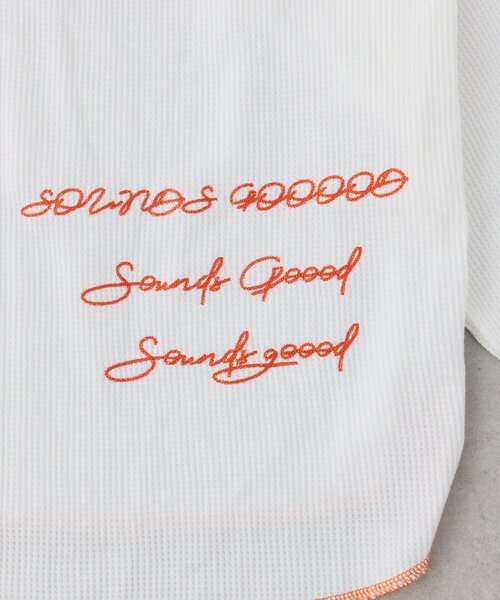 SOUNDSGOOOOD（サウンズグッド）の「【SOUNDS GOOOOD】DOG総柄刺繍プリントワッフルロンTEE（Tシャツ/カットソー・レディース・オフホワイト/ネイビー・ONE SIZE）」の3枚目の写真