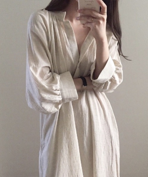 Flugge（フラッジー）の「スキッパーネックロングワンピース（ワンピース・レディース・アイボリー・LARGE/MEDIUM）」の3枚目の写真
