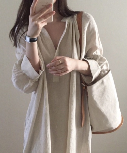 Flugge（フラッジー）の「スキッパーネックロングワンピース（ワンピース・レディース・アイボリー・LARGE/MEDIUM）」の5枚目の写真