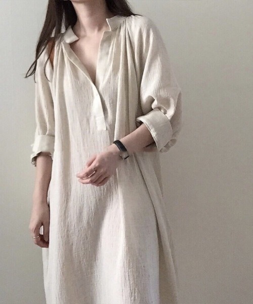 Flugge（フラッジー）の「スキッパーネックロングワンピース（ワンピース・レディース・アイボリー・LARGE/MEDIUM）」の8枚目の写真