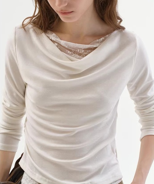 Fano Studios（ファノ ストゥディオズ）の「ドレープ 刺繍ディティール トップス FC26S127【Fano Studios】【2026SS】（Tシャツ/カットソー・レディース・ホワイト・S/M/L）」の9枚目の写真