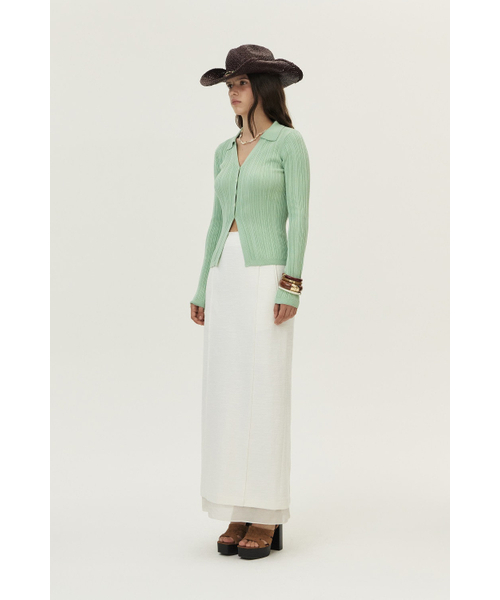 KUME(クメ)の「Ribbed Pleated Collared Cardigan, Mint(ニット/セーター・レディース・その他・SMALL/MEDIUM/LARGE)」の4枚目の写真