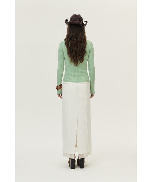 KUME(クメ)の「Ribbed Pleated Collared Cardigan, Mint(ニット/セーター・レディース・その他・SMALL/MEDIUM/LARGE)」の5枚目の写真