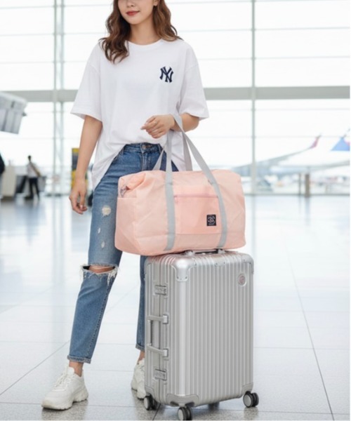 INNOCENT(イノセント)の「【standard】 ボストンバッグ トラベルバッグ 軽量 折りたたみ 大容量 旅行バッグ 軽い 機内持ち込み GT-0003(ボストンバッグ・レディース・ピンク/ブラック/ワイン・FREE)」の2枚目の写真