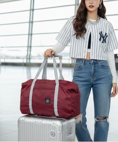 INNOCENT(イノセント)の「【standard】 ボストンバッグ トラベルバッグ 軽量 折りたたみ 大容量 旅行バッグ 軽い 機内持ち込み GT-0003(ボストンバッグ・レディース・ピンク/ブラック/ワイン・FREE)」の3枚目の写真