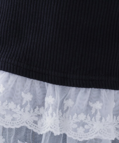 NATURAL BEAUTY BASIC（ナチュラルビューティーベーシック）の「レースドッキングフリルカットソー（Tシャツ/カットソー・レディース・グレー系その他/ブラック系その他2/オフホワイト・FREE）」の19枚目の写真