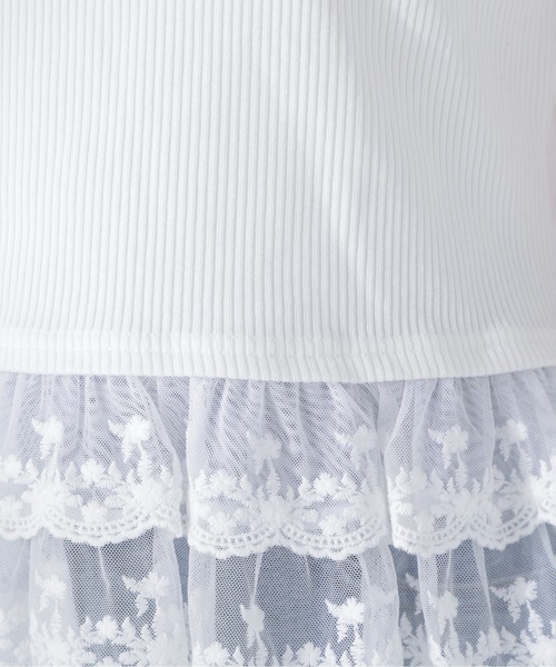 NATURAL BEAUTY BASIC（ナチュラルビューティーベーシック）の「レースドッキングフリルカットソー（Tシャツ/カットソー・レディース・グレー系その他/ブラック系その他2/オフホワイト・FREE）」の11枚目の写真