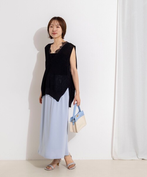 NOLLEY’S（ノーリーズ）の「ウォッシャブルハイスペックサテンロングスカート（スカート・レディース・ホワイト/サックスブルー/ネイビー・38/36）」の5枚目の写真