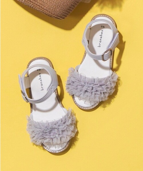 BRANSHES（ブランシェス）の「チュールフリルサンダル（サンダル・キッズ・グレー/ピンク・19.0cm/20.0cm/21.0cm/17.0cm/16.0cm/15.0cm/18.0cm）」の10枚目の写真