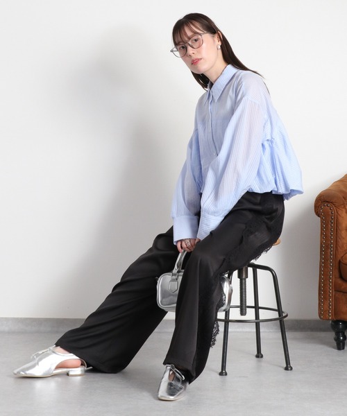cepo（セポ）の「ピンタックレースパンツ（その他パンツ・レディース・チャコール/ブラック・M）」の9枚目の写真