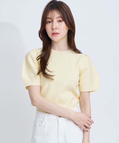 NOELA(ノエラ)の「パフスリーブ総針ニット(ニット/セーター・レディース・オフホワイト/イエロー/モカ/キャメル・フリー)」の5枚目の写真