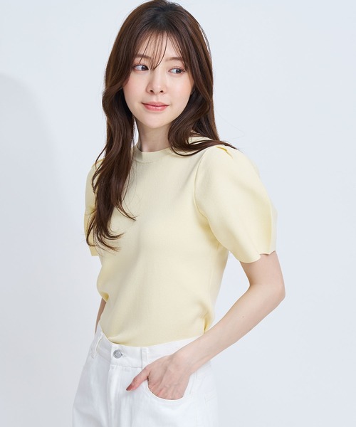 NOELA(ノエラ)の「パフスリーブ総針ニット(ニット/セーター・レディース・オフホワイト/イエロー/モカ/キャメル・フリー)」の6枚目の写真