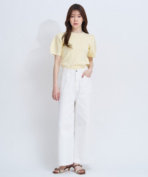 NOELA(ノエラ)の「パフスリーブ総針ニット(ニット/セーター・レディース・オフホワイト/イエロー/モカ/キャメル・フリー)」の11枚目の写真