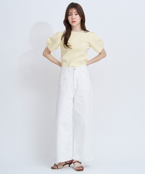 NOELA(ノエラ)の「パフスリーブ総針ニット(ニット/セーター・レディース・オフホワイト/イエロー/モカ/キャメル・フリー)」の13枚目の写真