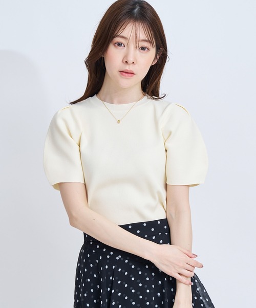 NOELA(ノエラ)の「パフスリーブ総針ニット(ニット/セーター・レディース・オフホワイト/イエロー/モカ/キャメル・フリー)」の14枚目の写真