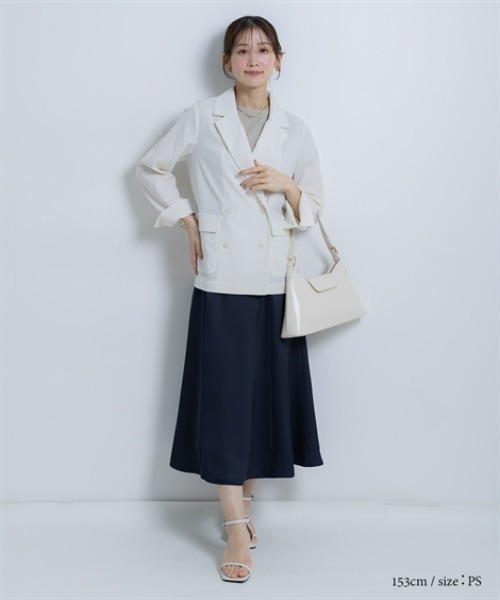 Petitjo(プッチージョ)の「小さいサイズ シアーテーラードジャケット 低身長さん・小柄女性(カバーオール・レディース・アイボリー/ブラック・PSS/PS/PM/PL)」の8枚目の写真