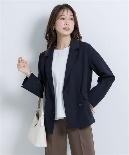 Petitjo(プッチージョ)の「小さいサイズ シアーテーラードジャケット 低身長さん・小柄女性(カバーオール・レディース・アイボリー/ブラック・PSS/PS/PM/PL)」の7枚目の写真