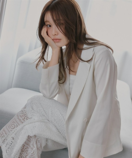 Petitjo(プッチージョ)の「小さいサイズ シアーテーラードジャケット 低身長さん・小柄女性(カバーオール・レディース・アイボリー/ブラック・PSS/PS/PM/PL)」の13枚目の写真