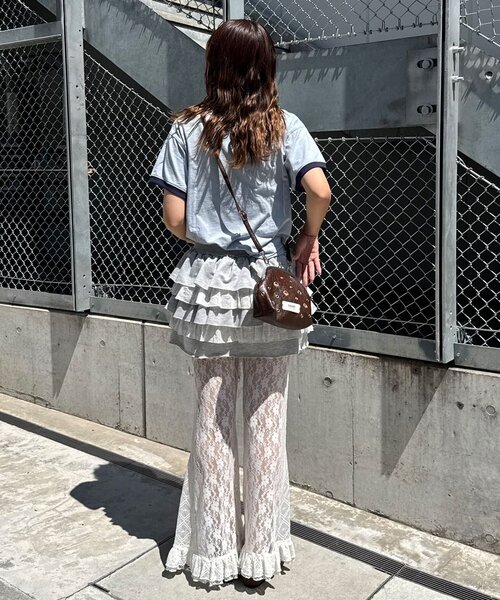 CIAOPANIC(チャオパニック)の「レースフレアレイヤードフリルパンツ(その他パンツ・レディース・ブラック/ホワイト/アイボリー・0/1)」の9枚目の写真