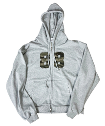 Camouflage 88 Damage Sweat Hood Zip-up ((Melange gray))