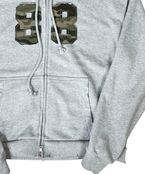 SK8ER ROCK（スケーターロック）の「Camouflage 88 Damage Sweat Hood Zip-up ((Melange gray))（パーカー・レディース・その他・FREE）」の6枚目の写真