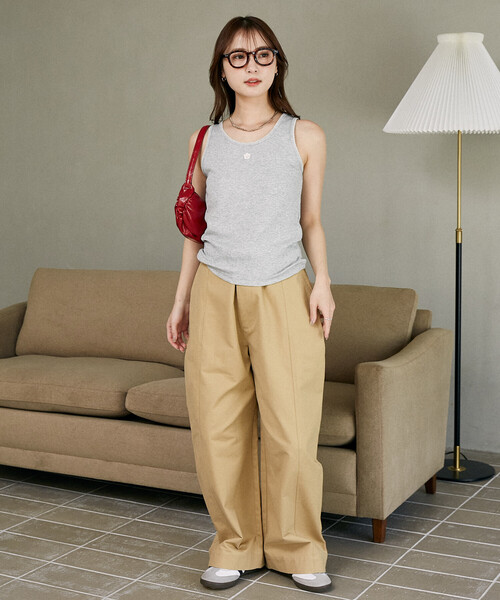 MARY QUANT（マリークワント）の「MARY QUANT × PUBLUX/マリークワント ピコレース ワンポイント タンクトップ　限定展開（キャミソール・レディース・ネイビー/ブラック/オフホワイト/グレー・ﾌﾘ-）」の8枚目の写真