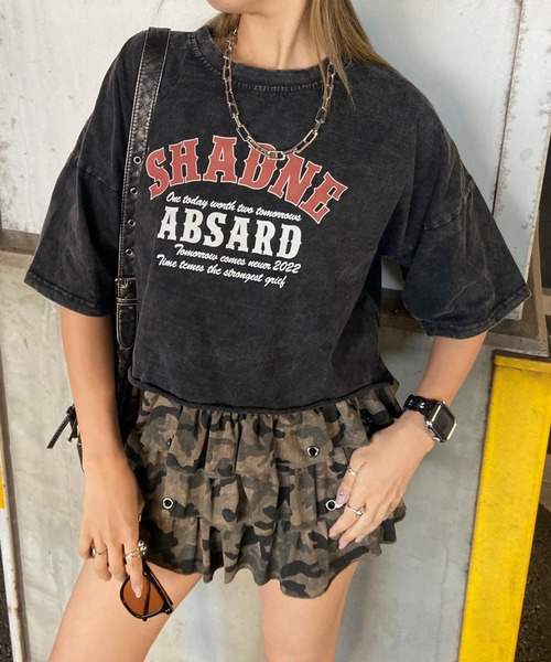 non-hedge(ノンヘッジ)の「ブリーチロゴショート丈Tシャツ(Tシャツ/カットソー・レディース・オフホワイト/ブラック/ブラック×レッド/ブラック×ホワイト/シルバー・FREE)」の5枚目の写真